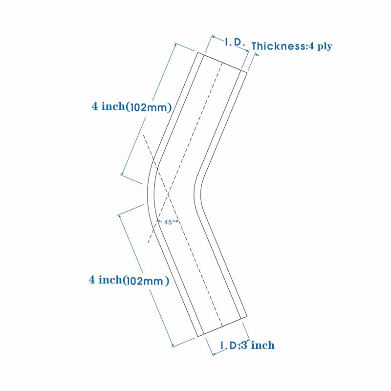 OHOB-COOL 45 Degree 3 Inch Elbow Silicone Coupler Hose,4-Ply Reinforced Turbo,Intercooler, intake Piping Hoses ID 3(76mm) - Image 3